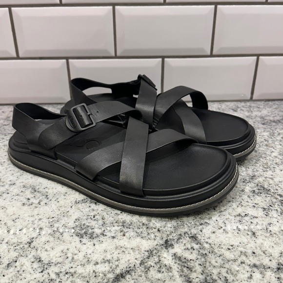 Chaco Shoes - Chaco Womens 10 Townes Midform Sandals Black Leather JCH109472 Strappy